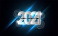 New year 2021 banner background with blue light effect