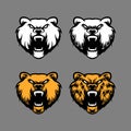 Bear head illustration vector set