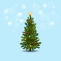 Decorated Christmas tree on blue background Royalty Free Stock Photo