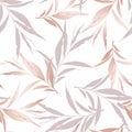 Seamless pattern of rose gold herbs. Branch pattern on white background.