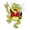 Green frog vapor mascot cartoon