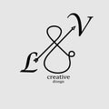 Initial LV Letter logo creative trandy icon illustration Royalty Free Stock Photo
