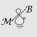 Initial MB Letter logo creative trandy icon illustration Royalty Free Stock Photo