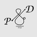 Initial PD Letter logo creative trandy icon illustration Royalty Free Stock Photo