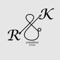 Initial RK Letter logo creative trandy icon illustration Royalty Free Stock Photo