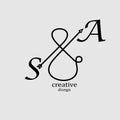Initial SA Letter logo creative trandy icon illustration Royalty Free Stock Photo