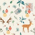 Christmas seamless pattern for greeting cards, wrapping papers. Doodle Christmas trees. Hand drawn winter background. Royalty Free Stock Photo