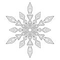 Winter mandala like a snowflake with frozen patterns on white isolated background.