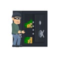 Robber. A thief steals money from the safe, vector illustration