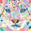 Close up face tiger pop art portrait premium vector isolated decoration