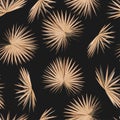 Floral nature seamless pattern. Hand drawn abstract tropical summer background with fan palm tree leaves. Royalty Free Stock Photo