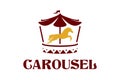 Fun fair carnival carousel merry-go-round carousel vector carousel horses isolated icon design carousel logo