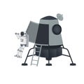 Spaceship with an astronaut. The landing of spacemen, vector illustration