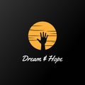 Sunset Sunrise Hand Dream Hope Logo Design Vector