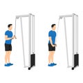 Man doing cable tricep pull down exercise. Royalty Free Stock Photo