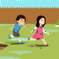 Vector Illustration Of Kids Playing In Mud Royalty Free Stock Photo