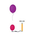 Inflating a balloon. Bicycle pump and balloon, vector illustration