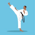 Man doing high kicks karate martial arts Royalty Free Stock Photo