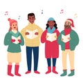 Christmas caroling singing at Christmas night Royalty Free Stock Photo