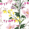 Seamless background from a flowers ornament many kind of garden flowers, fashionable modern wallpaper or textile.