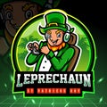 St. Patricks day leprechaun mascot esport logo design.