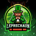 St. Patricks day leprechaun mascot esport logo design.