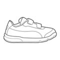 Shoe Line Drawing. Shoes sneaker outline drawing vector, black line sneaker. vector Illustration.