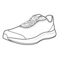 Shoe Line Drawing. Shoes sneaker outline drawing vector, black line sneaker. vector Illustration.