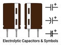 Electrolytic Capacitors and symbols Royalty Free Stock Photo