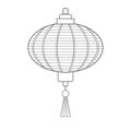 Decorative Chinese lantern with striped patterns on white isolated background. Winter celebration. Royalty Free Stock Photo