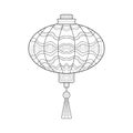 Decorative Chinese lantern with simple patterns on white isolated background. Winter celebration.