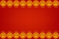 Chinese New Year Theme : gold flower pattern frame on the red background Royalty Free Stock Photo