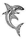 Shark fish Maori polynesian tattoo style. Tribal ethno style vector sketch. Royalty Free Stock Photo