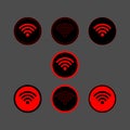 Colorful isolated oval red vector wi-fi logo web icons. Modern template of wifi symbols. Royalty Free Stock Photo