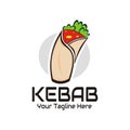 illustration vector graphic of kebab logo containing minced meat and vegetables