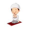 Cartoon muslim little boy praying