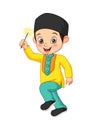 Cute Muslim boy playing firework Royalty Free Stock Photo