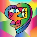 Abstract design of surreal face portrait