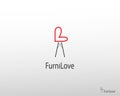 Abstract furniture logo. modern template. with a combination of love