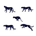 Set vektor illustrasi silhouette leopard logo icon.