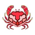 Cartoon red crab with simple patterns on white isolated background. Royalty Free Stock Photo