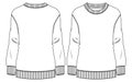 Girls Crew Neck Fleece Top fashion flat sketch template. Technical Fashion Illustration. Women Sweatshirt