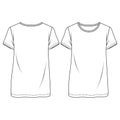 Women Baggy Fit short sleeves t-shirt fashion flat sketch template. Girls Tunic Length Tee Technical Fashion Illustration