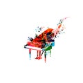 Music promotional poster with multicolored piano and musical notes isolated vector illustration. Colorful musical background with Royalty Free Stock Photo