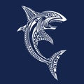 Shark fish illustration Maori polynesian tattoo style. Royalty Free Stock Photo