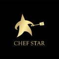 Star design and elegant gold color spatula. for the chef`s logo and restaurant moderns. vector Royalty Free Stock Photo