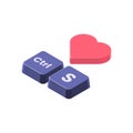 Vector illustration of save shortcut with love Royalty Free Stock Photo