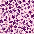 Pink and purple seamless pattern inspired by balkan folk motifs. Repetitive background with polish and hungarian ethnic elements Royalty Free Stock Photo