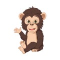 Cute baby monkey cartoon waving hand Royalty Free Stock Photo