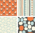 Coordinating set of trendy retro spring patterns
